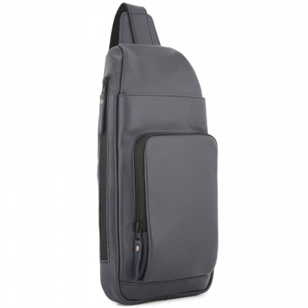 Кожаная сумка на грудь "Вульф" (синий)