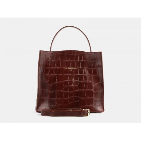 Женская кожаная сумка "Синтия" (бордовая кроко)