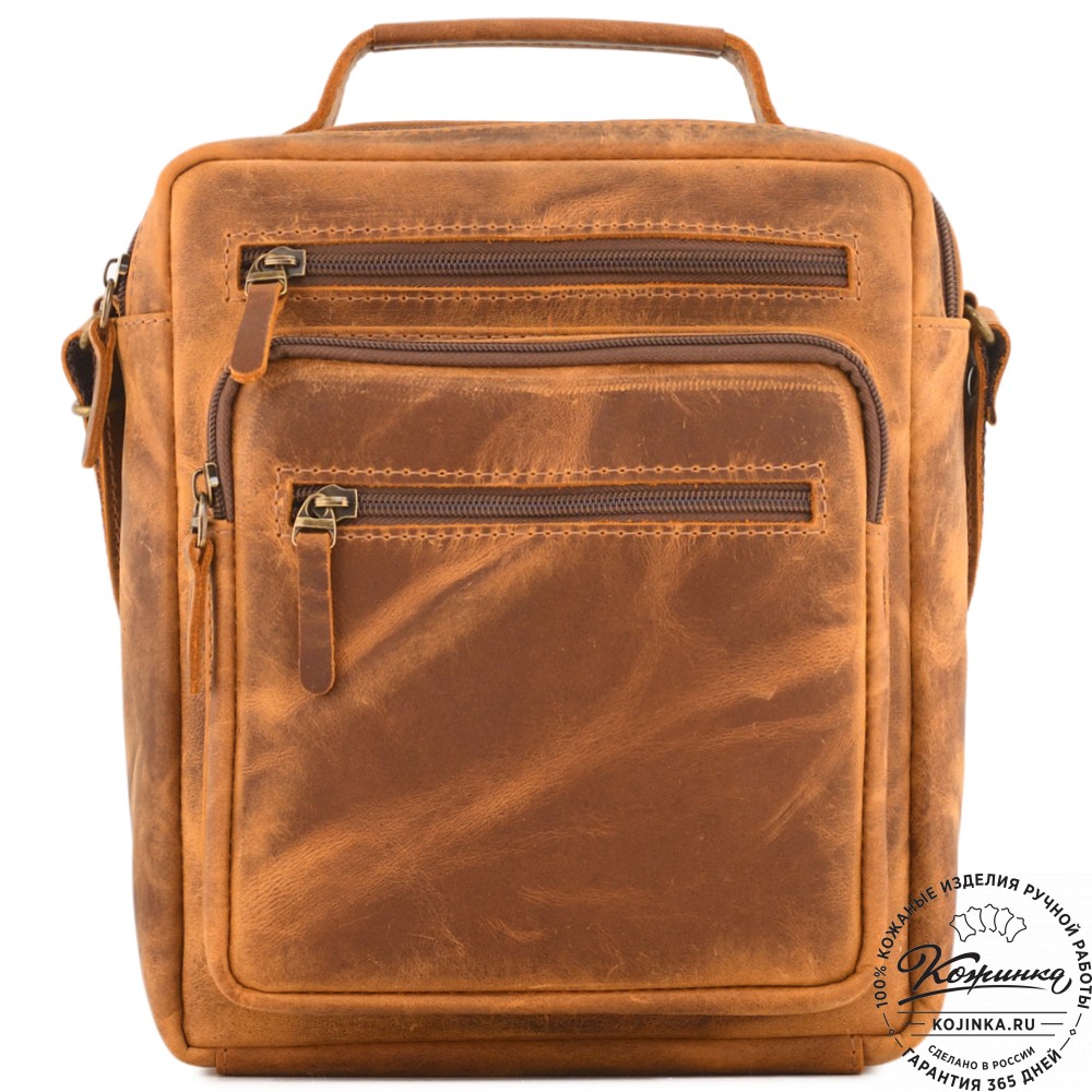 Кожаная сумка "Гектор" (рыжая крейзи)