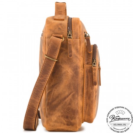 Кожаная сумка "Гектор" (рыжая крейзи)