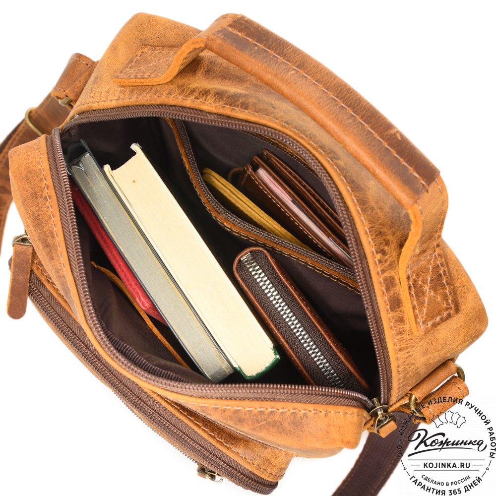 Кожаная сумка "Гектор" (рыжая крейзи)
