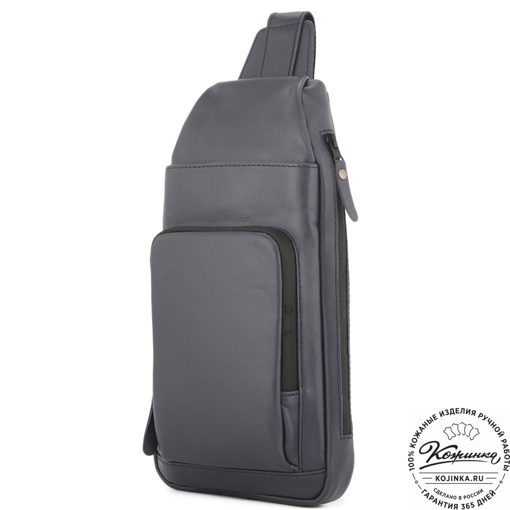 Кожаная сумка на грудь "Вульф" (синий)