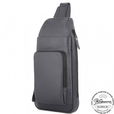 Кожаная сумка на грудь "Вульф" (синий)