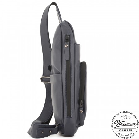 Кожаная сумка на грудь "Вульф" (синий)