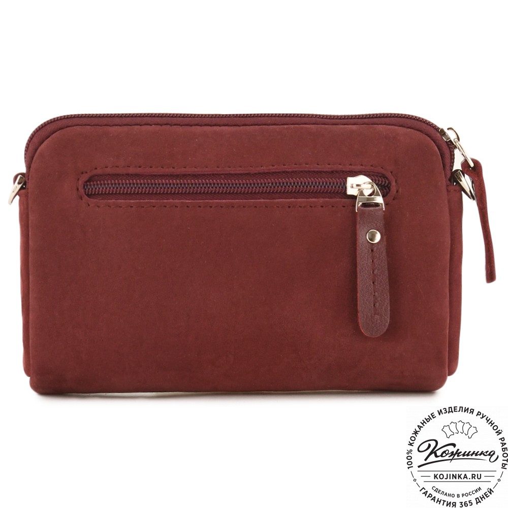  Кожаный клатч "Марта" (нубук вишня)