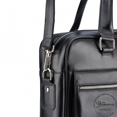 Кожаная деловая сумка "Гофман" (чёрная) 
