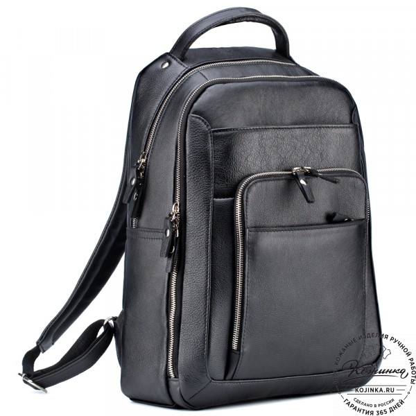 Кожаный рюкзак "Марвин" (чёрный). фото 1