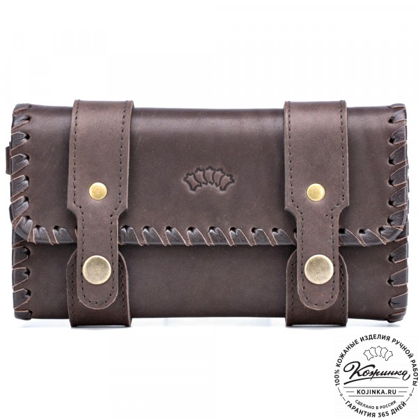 Кожаный клатч "Смит" (коричневый). фото 1