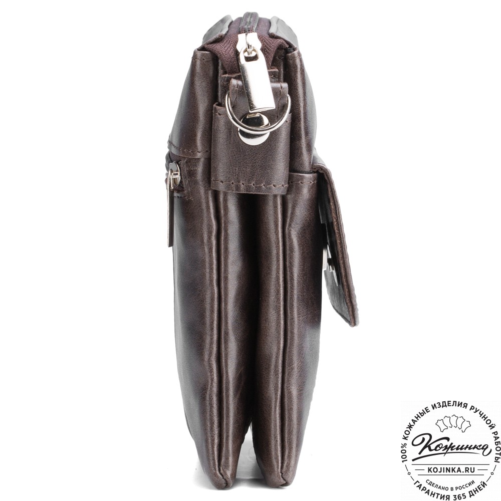 Кожаная сумка "Вуди" (тёмно-коричневый антик)