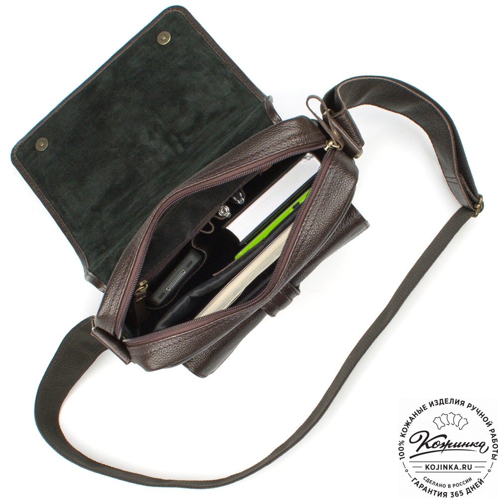 Кожаная сумка через плечо "Алекс" (тёмно-коричневая) 