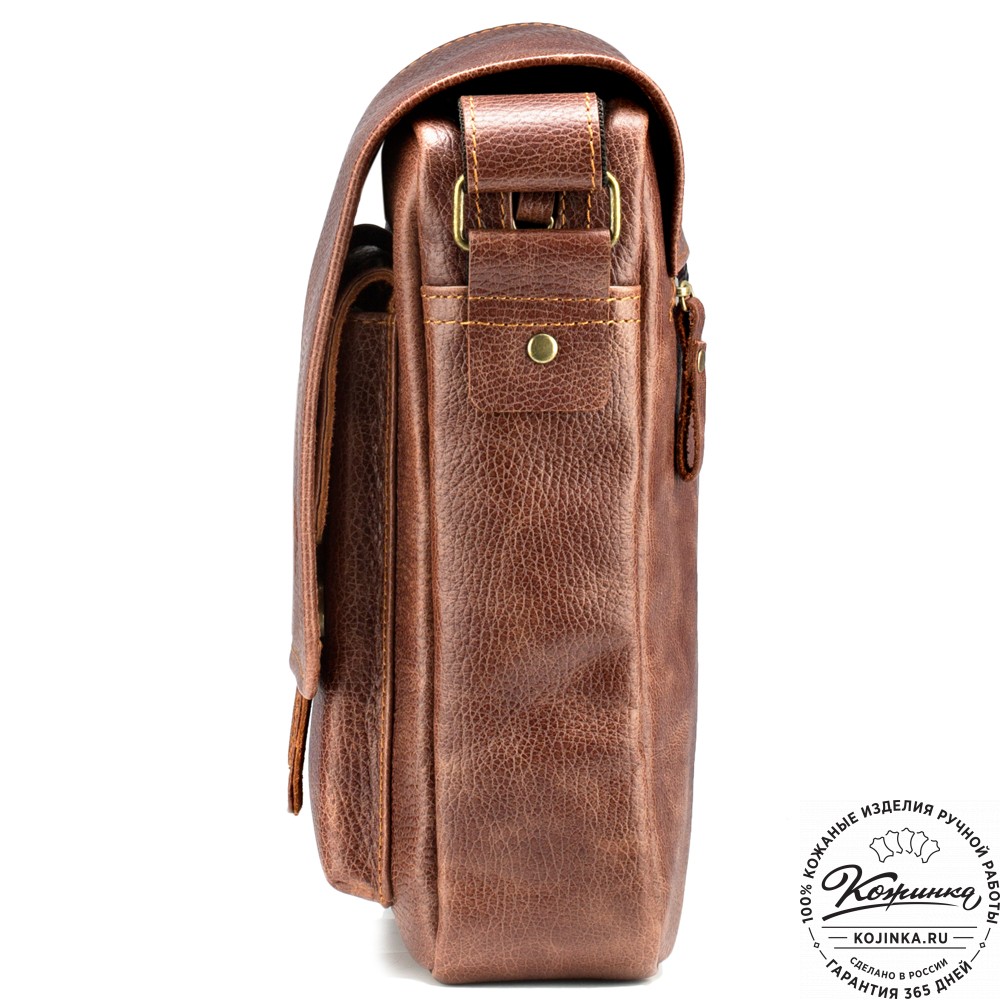 Кожаная сумка через плечо "Алекс" (светло-коричневая) 