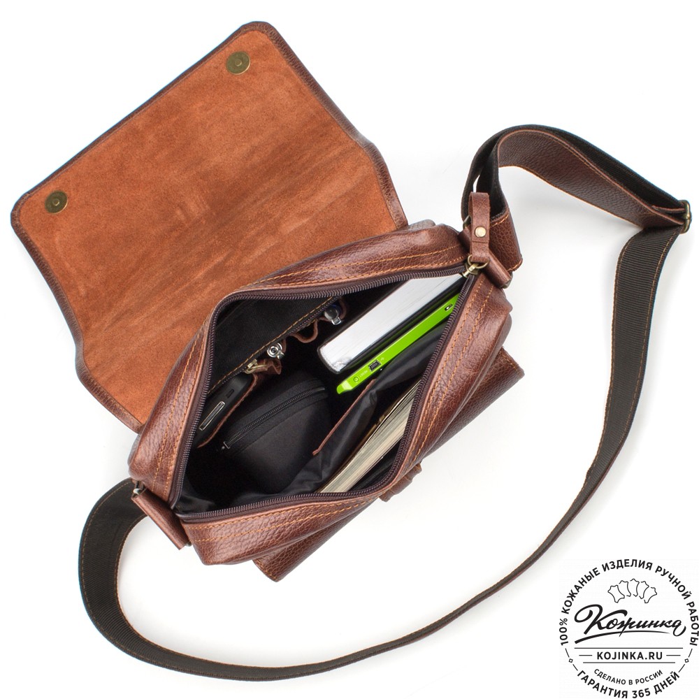 Кожаная сумка через плечо "Алекс" (светло-коричневая) 