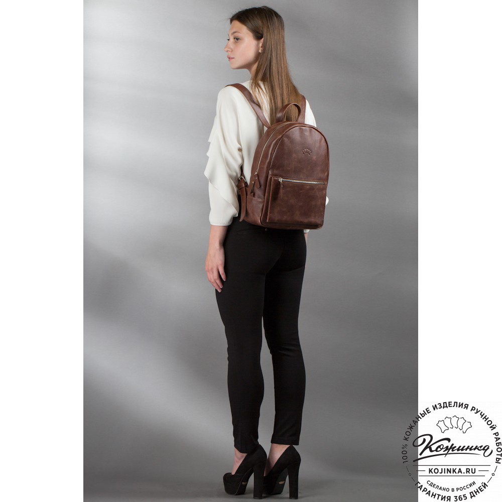 Кожаный рюкзак "Джессика" (хаки гладкая кожа)