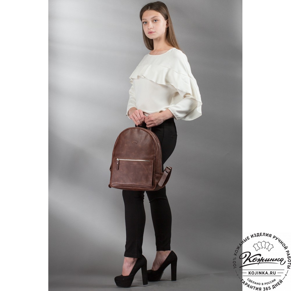 Кожаный рюкзак "Джессика" (хаки гладкая кожа)