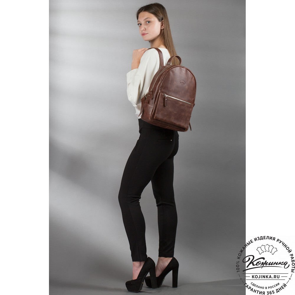 Кожаный рюкзак "Джессика" (хаки гладкая кожа)