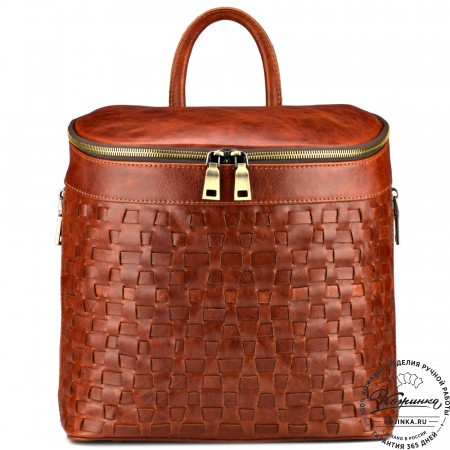 Женский кожаный рюкзак "Фелиция" (рыжий антик)