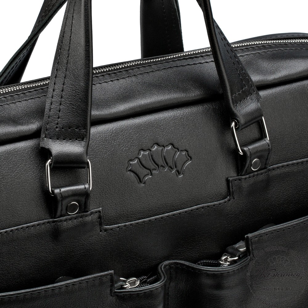 Кожаная деловая сумка "Хантер" (чёрная)