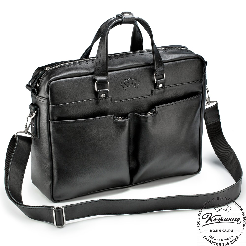 Кожаная деловая сумка "Хантер" (чёрная)