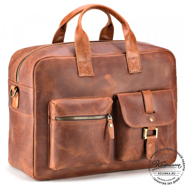 Кожаная деловая сумка "Райли" (коричневый крейзи) . фото 1