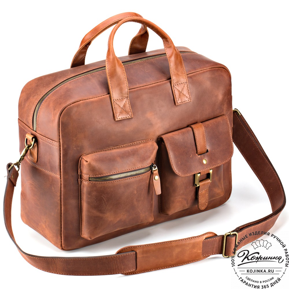 Кожаная деловая сумка "Райли" (коричневый крейзи) 