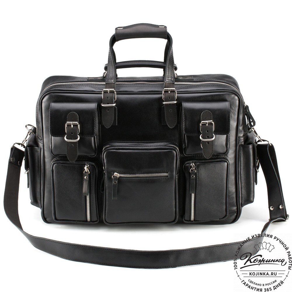 Кожаная деловая сумка для командировок  "Ричард" (чёрная)