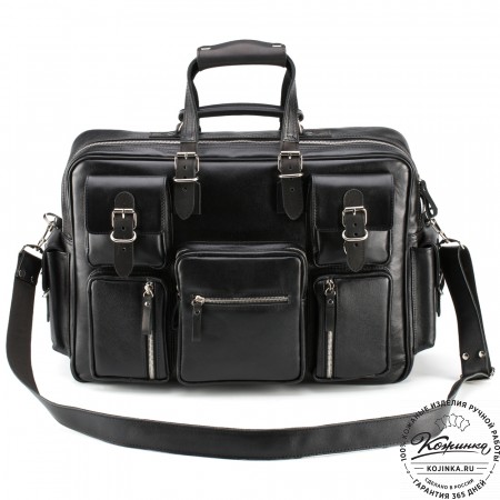 Кожаная деловая сумка для командировок  "Ричард" (чёрная)