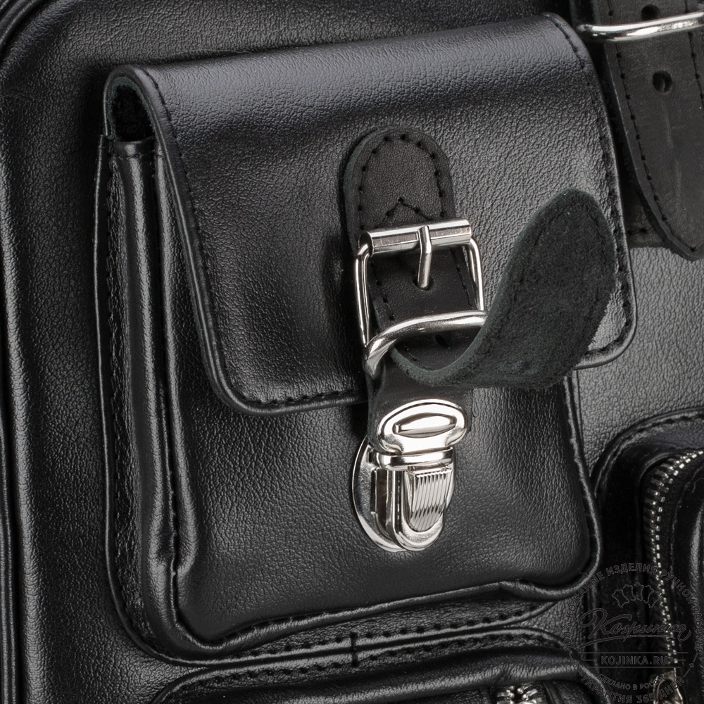 Кожаная деловая сумка для командировок  "Ричард" (чёрная)
