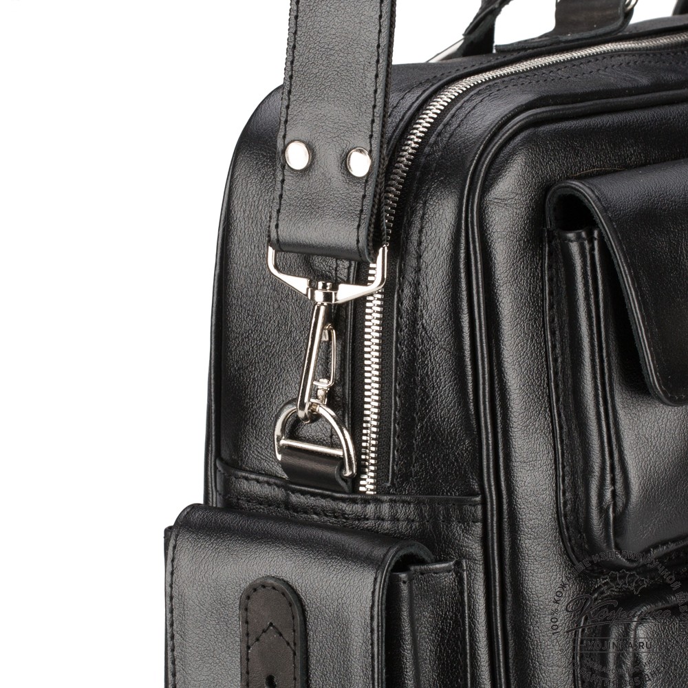 Кожаная деловая сумка для командировок  "Ричард" (чёрная)