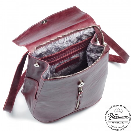 Женский кожаный рюкзак "Ассоль" (бордовый антик)