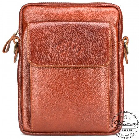 Кожаная нагрудная сумка "Стивен" (рыжая)