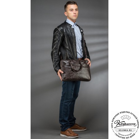 Кожаная деловая сумка "Кларк" (рыжий антик) 