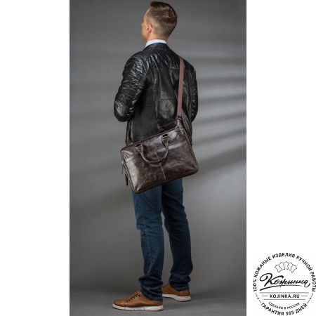 Кожаная деловая сумка "Кларк" (рыжий антик) 