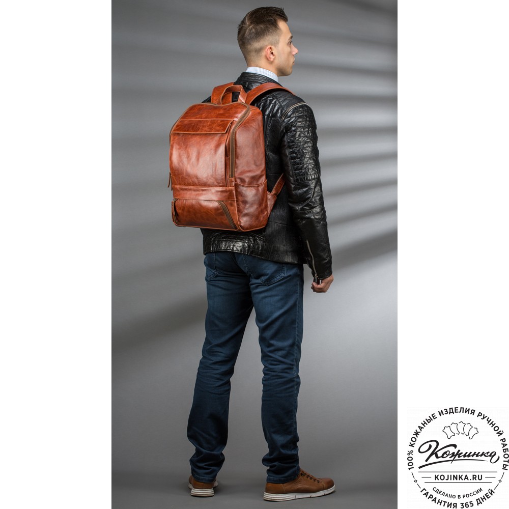 Кожаный рюкзак "Вена" (хаки гладкая кожа)