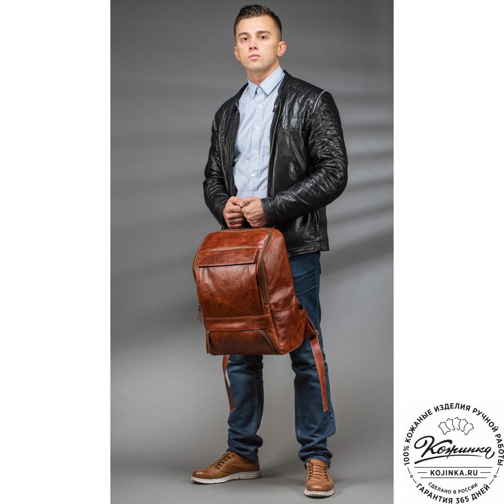 Кожаный рюкзак "Вена" (хаки гладкая кожа)