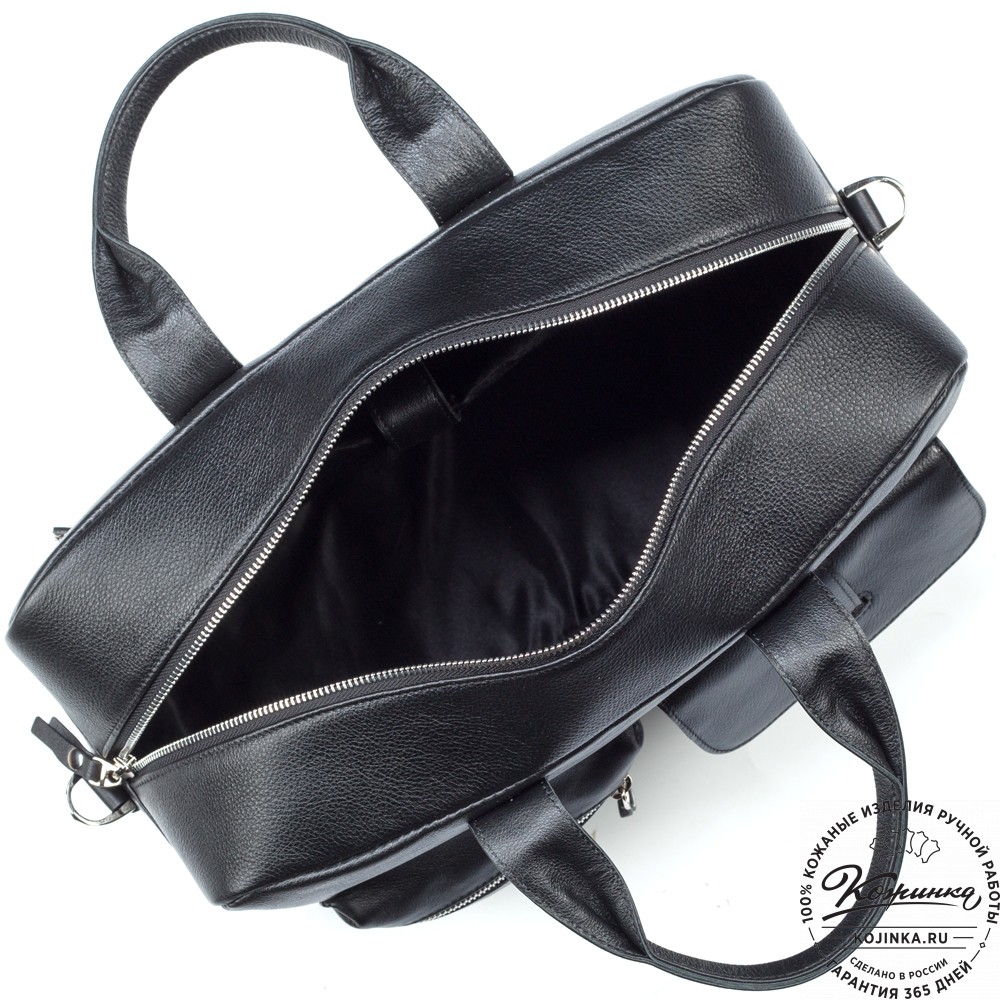 Кожаная деловая сумка "Райли" (чёрная) 