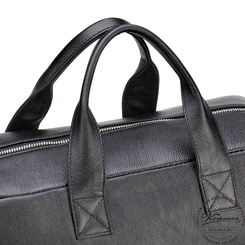 Кожаная деловая сумка "Райли" (чёрная) 