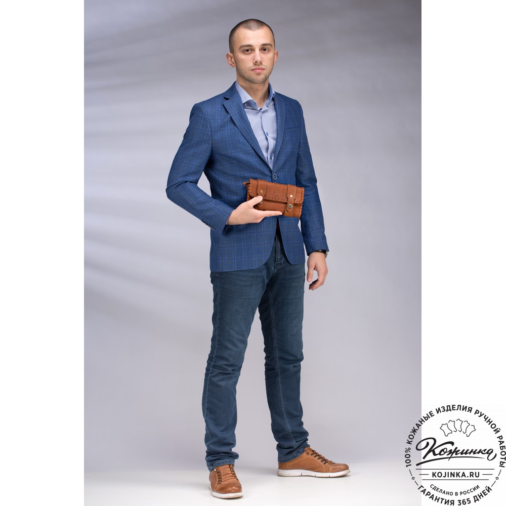 Кожаный клатч "Смит" (коричневый)