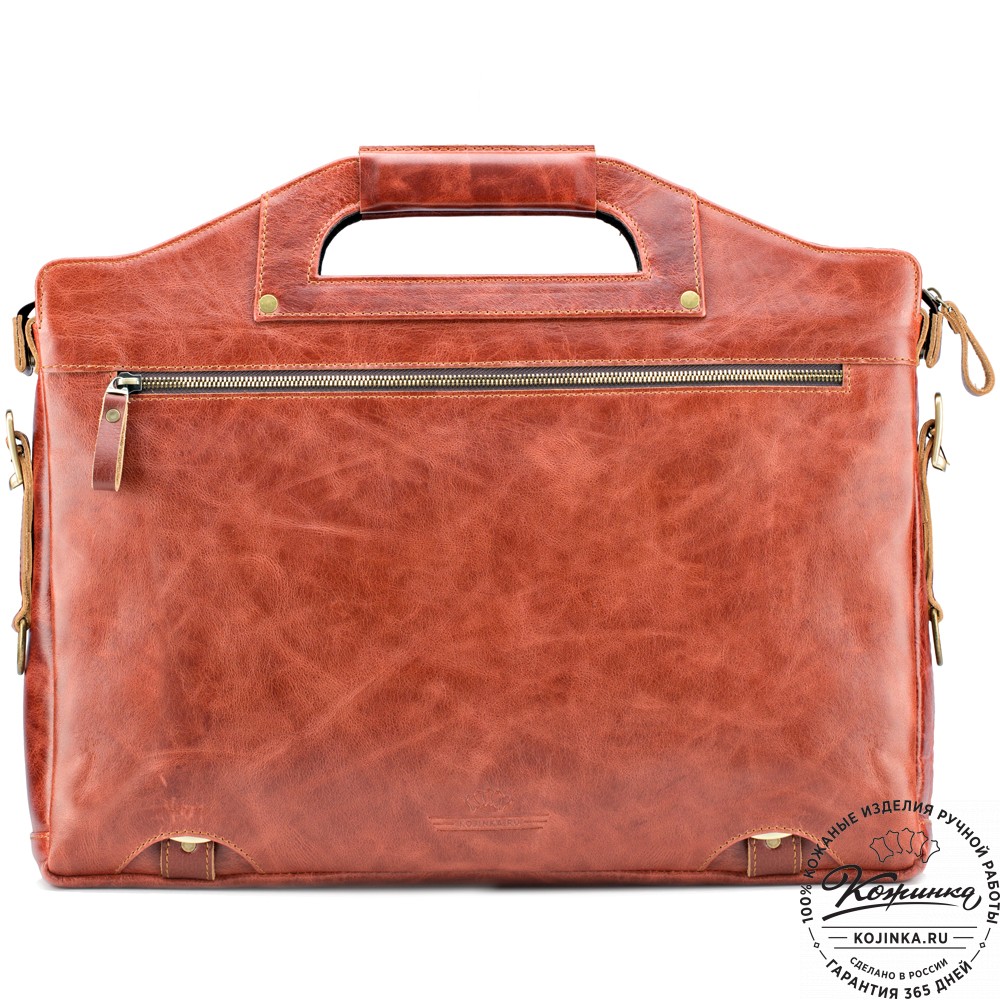Кожаная деловая сумка "Диего" (рыжий антик)