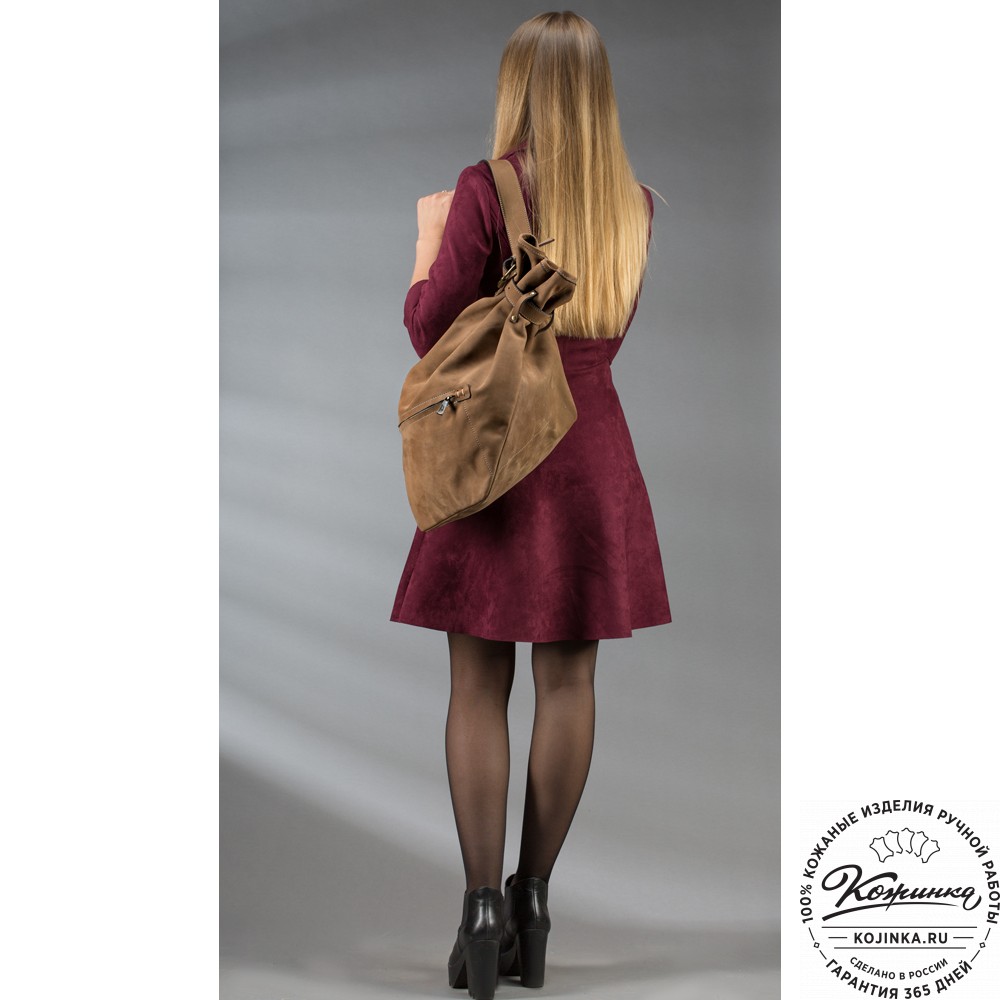 Кожаный рюкзак "Селена" (какао нубук)