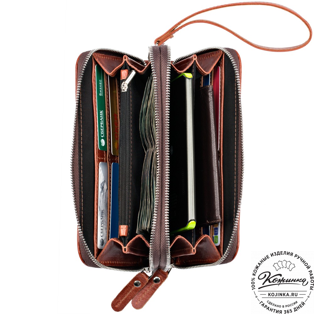 Кожаный клатч "Льюис" (рыжий антик) 