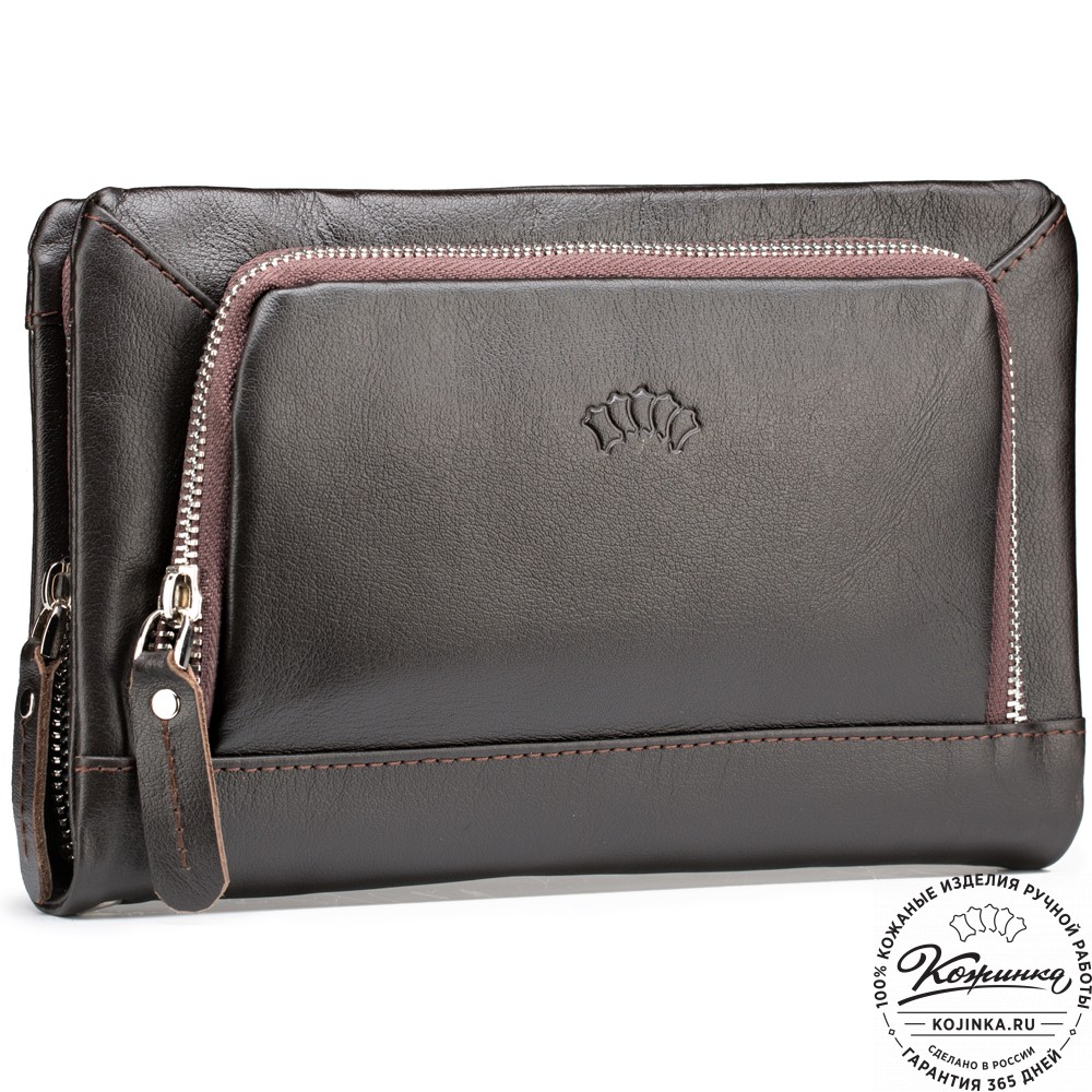 Кожаный клатч "Грэгори" (коричневый) 