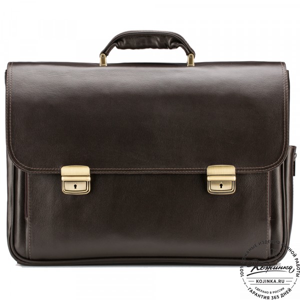 Кожаный портфель "Саймон" (тёмно-коричневый). фото 1