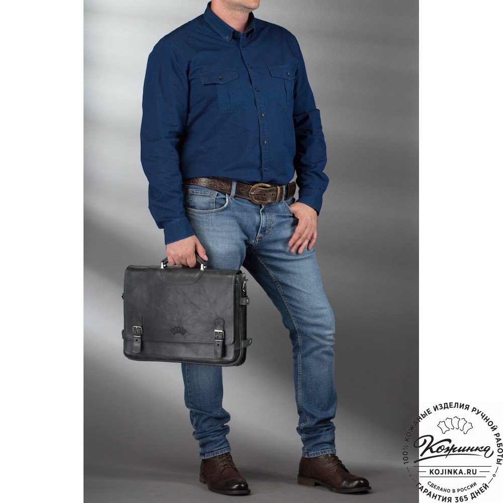 Кожаный портфель "Арамис" (синий антик)