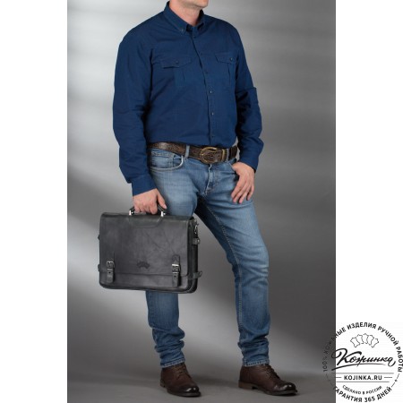 Кожаный портфель "Арамис" (синий антик)