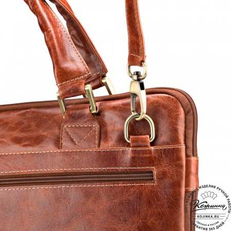 Кожаная деловая сумка "Ральф" (рыжий антик) 