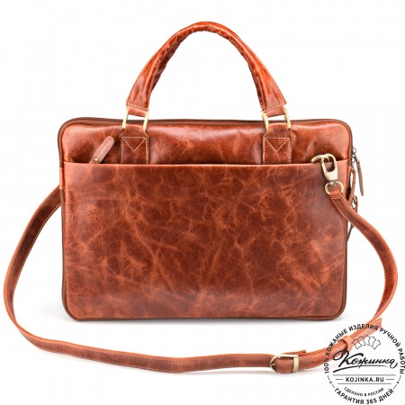 Кожаная деловая сумка "Ральф" (рыжий антик) 