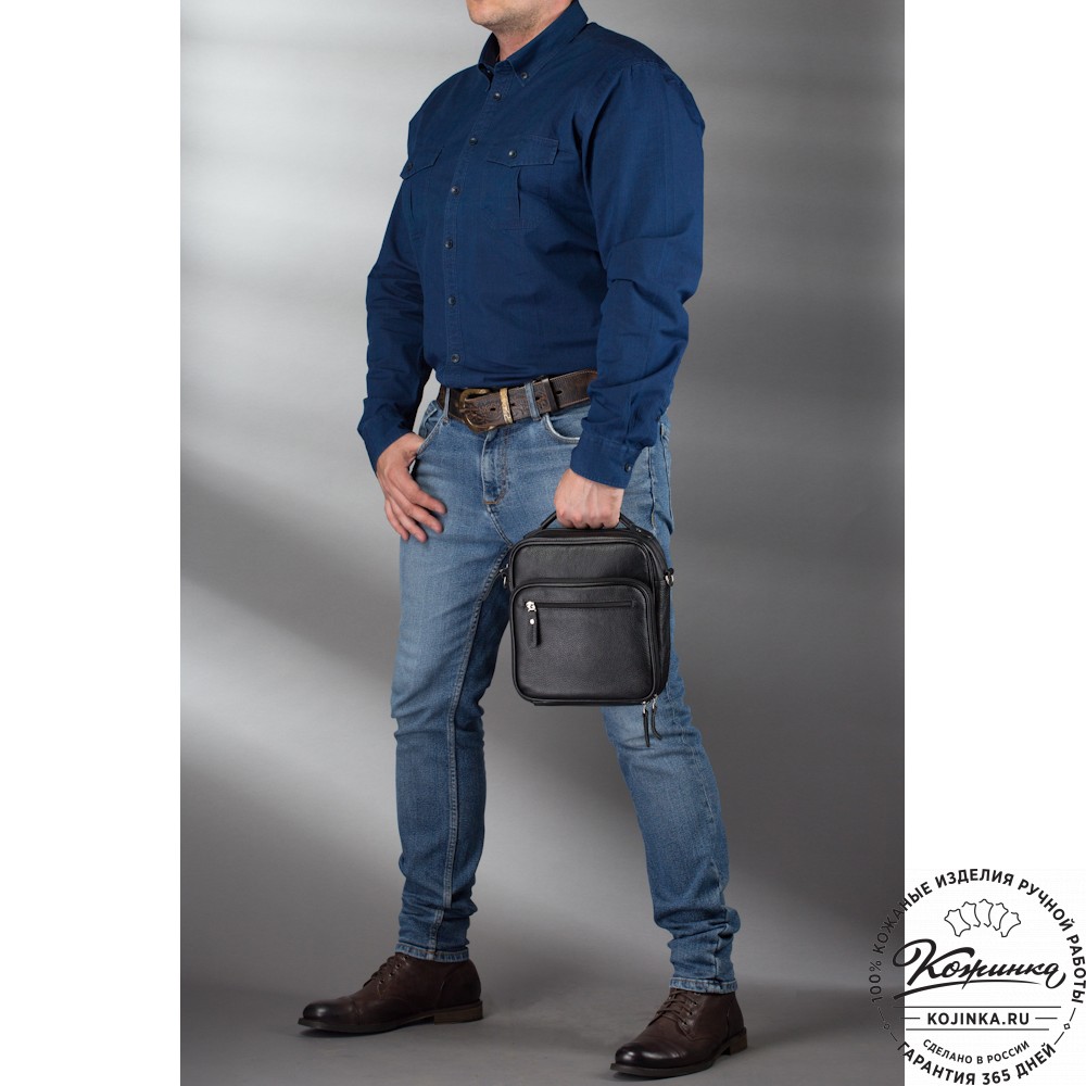 Кожаная сумка "Тедди" (чёрная)