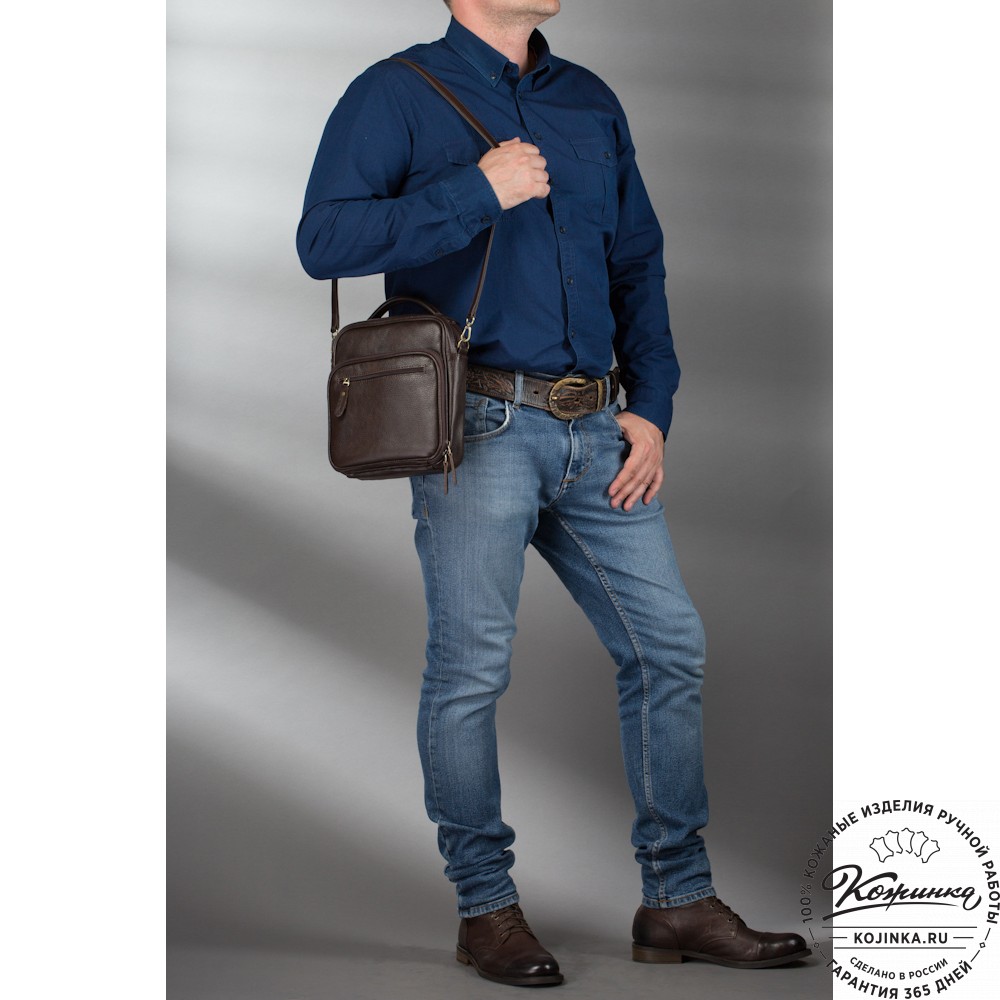 Кожаная сумка "Тедди" (тёмно-коричневая)