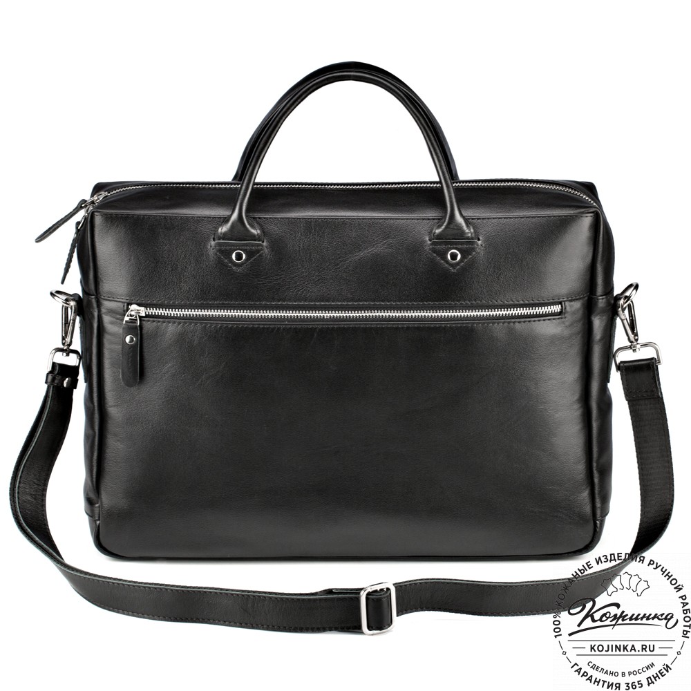 Кожаная деловая сумка "Спайк" (чёрная) 