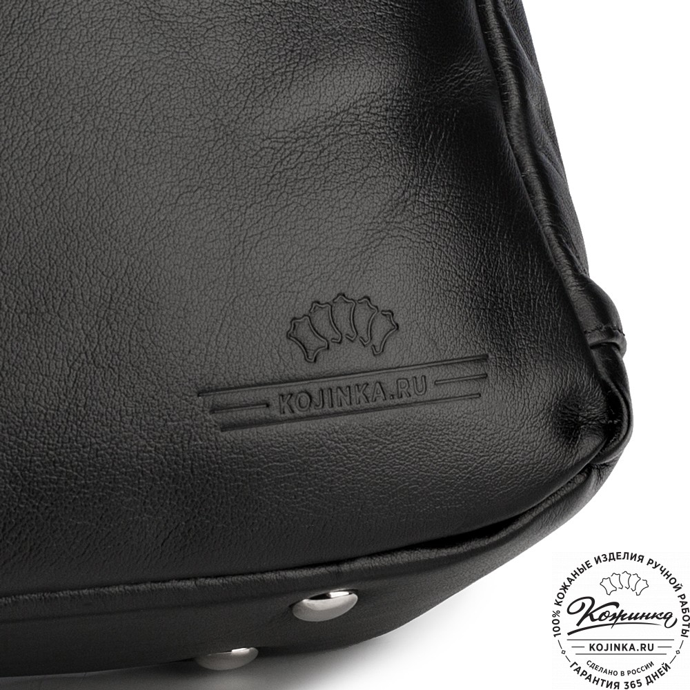 Кожаная деловая сумка "Спенсер" (чёрная) 